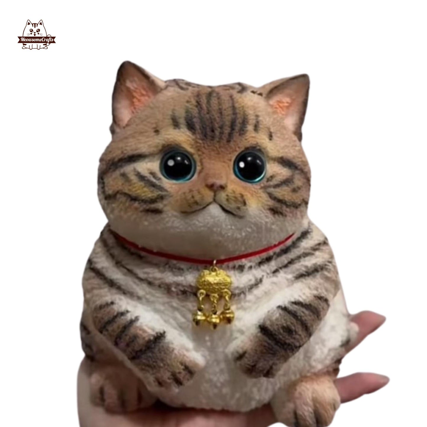 Kawaii Big Chubby Striped Furry Kitty Cat Handmade Squishy Fidget Toy