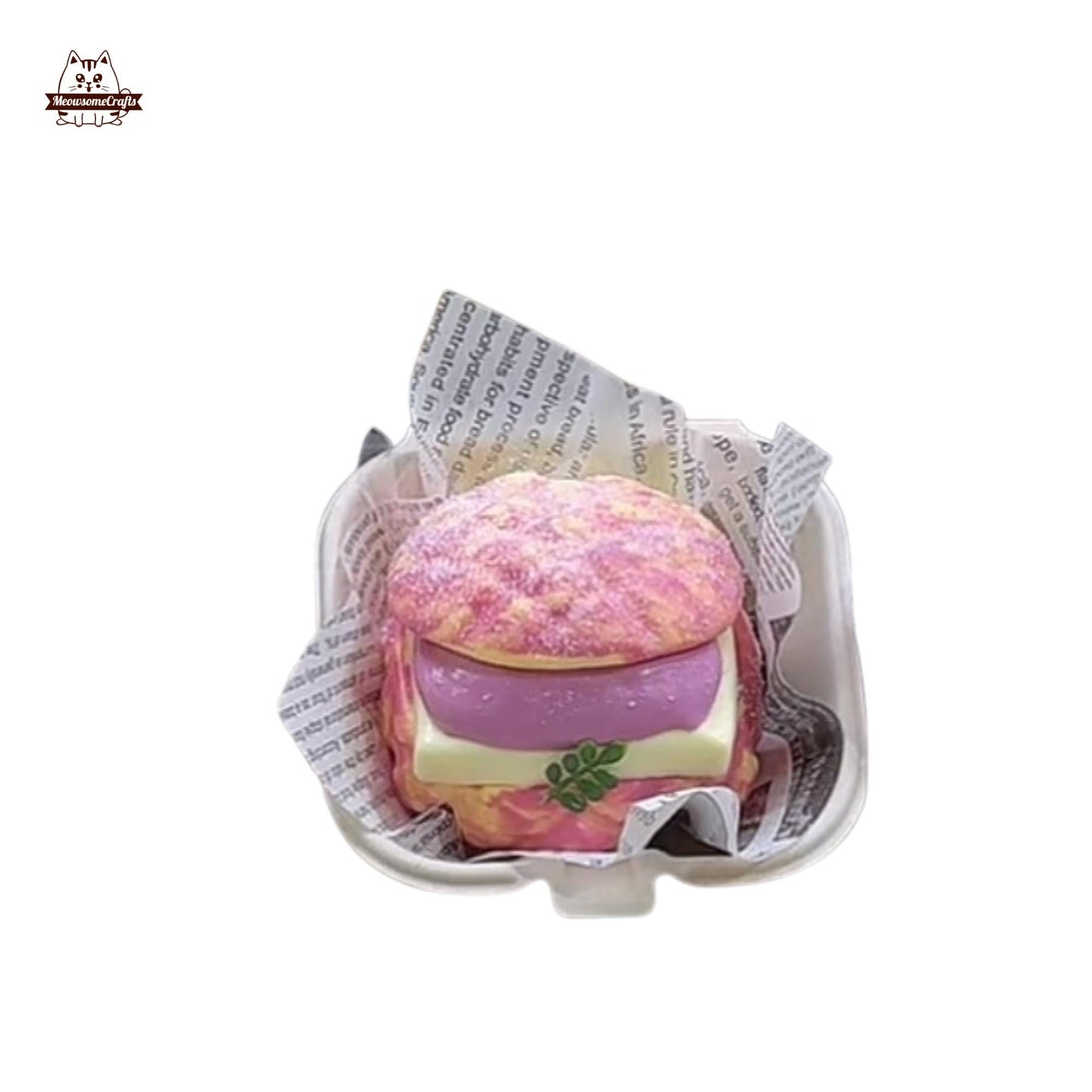 Butter Bread Sandwich Food Handmade Squishy Fidget Toy - Pink