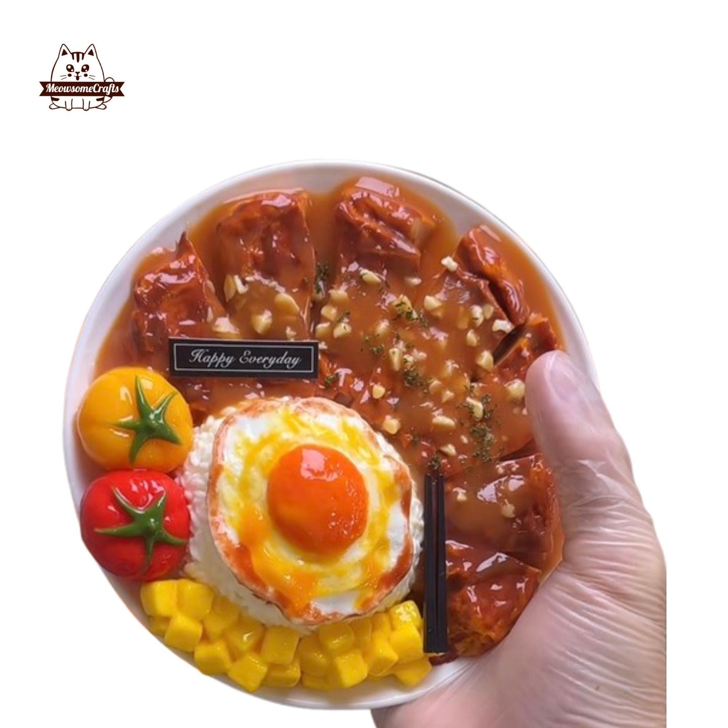 Chicken Cutlet Rice Food Squishy Squeezable Stress Relief Sensory Fidget Toy