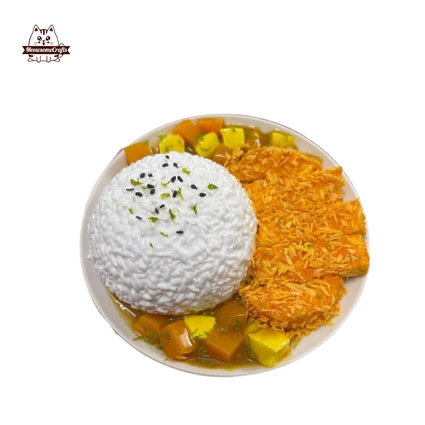 Taba Squishy Curry Fried Chicken Cutlet Rice Food Stress Relief Sensory Stress Relief Toy