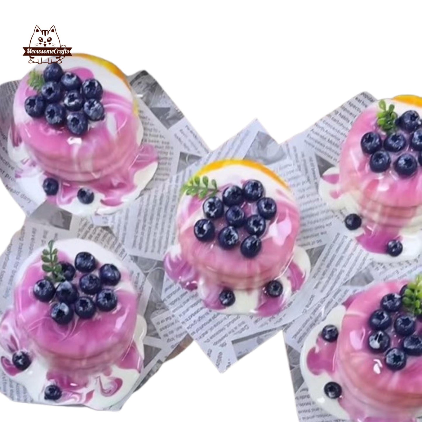 Realistic Blueberry Cake Food Taba Squishy Squeezable Stress Relief Fidget Toy