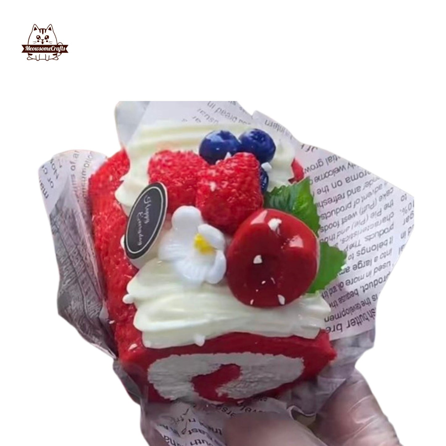 Soft Red Berry Cake Taba Squishy Slow Rising Stress Relief Fidget Toy Gift