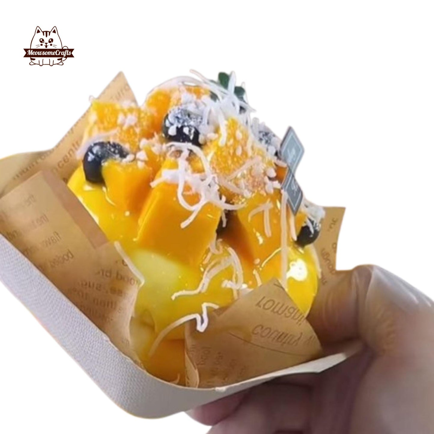 Realistic Mango Soufflé Food Taba Squishy Squeezable Stress Relief Fidget Toy