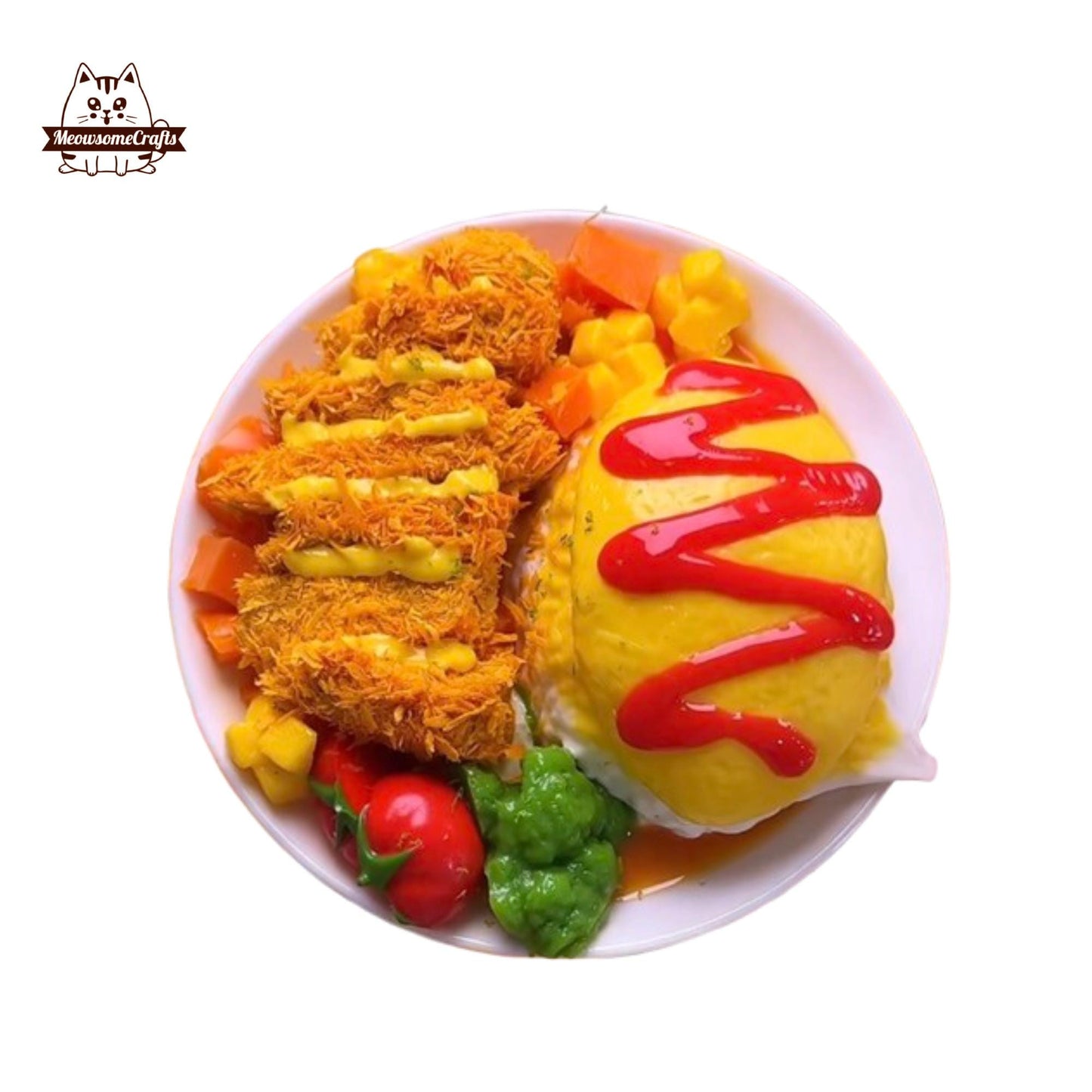 Realistic Pork Chop Rice Food Squishy Squeezable Stress Relief Sensory Fidget Toy