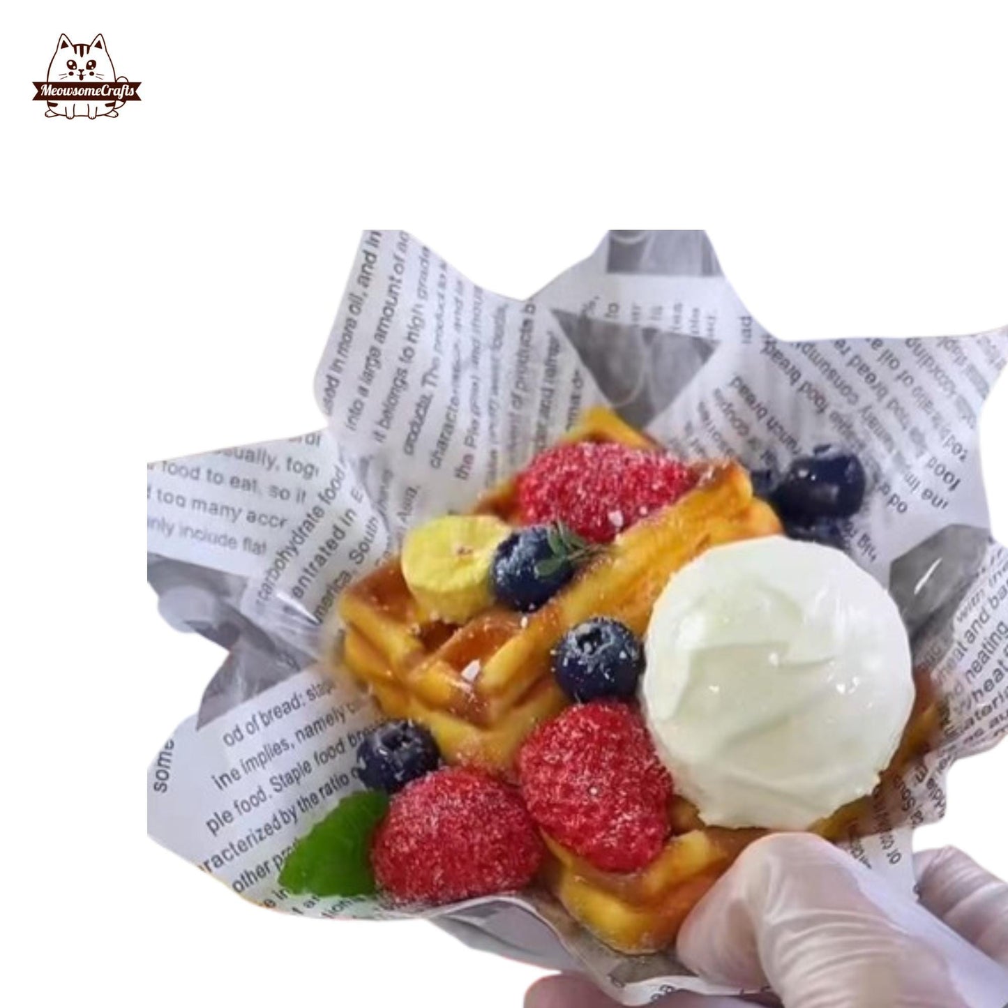Realistic Waffle Fruit Ice Cream Food Squishy Squeezable Stress Relief Sensory Fidget Toy