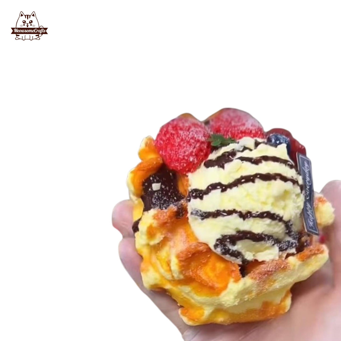 Realistic Fruit Ice Cream Waffles Food Squishy Squeezable Stress Relief Sensory Fidget Toy