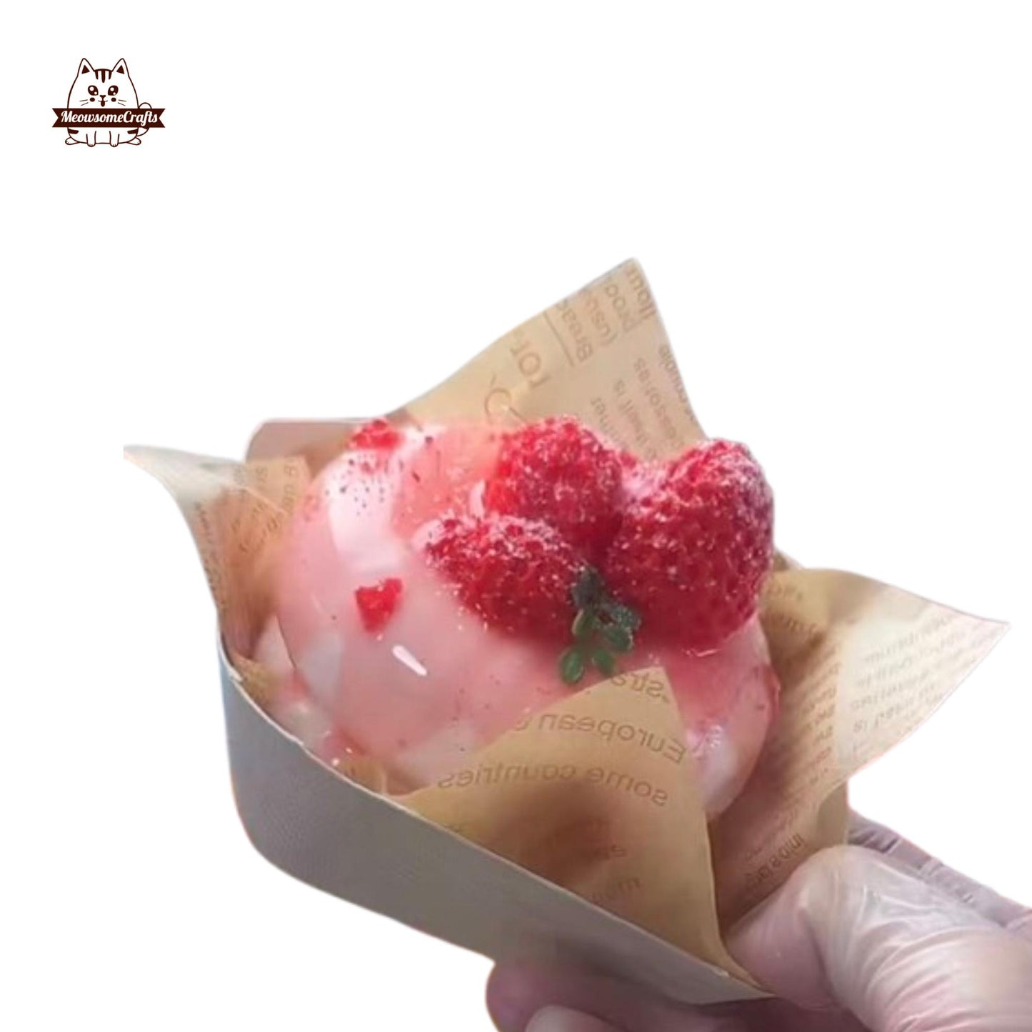 Soft Strawberry Soufflé Cake Food Squishy Squeezable Stress Relief Sensory Fidget Toy