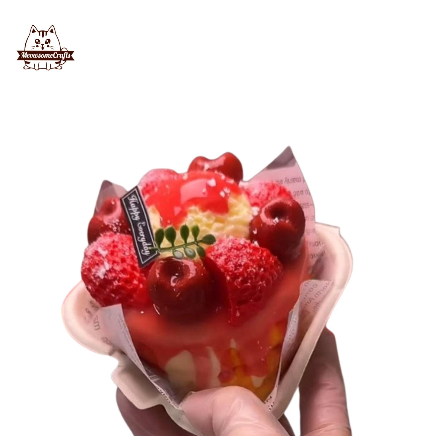 Strawberry Cherries Soufflé Food Squishy Squeezable Stress Relief Sensory Fidget Toy