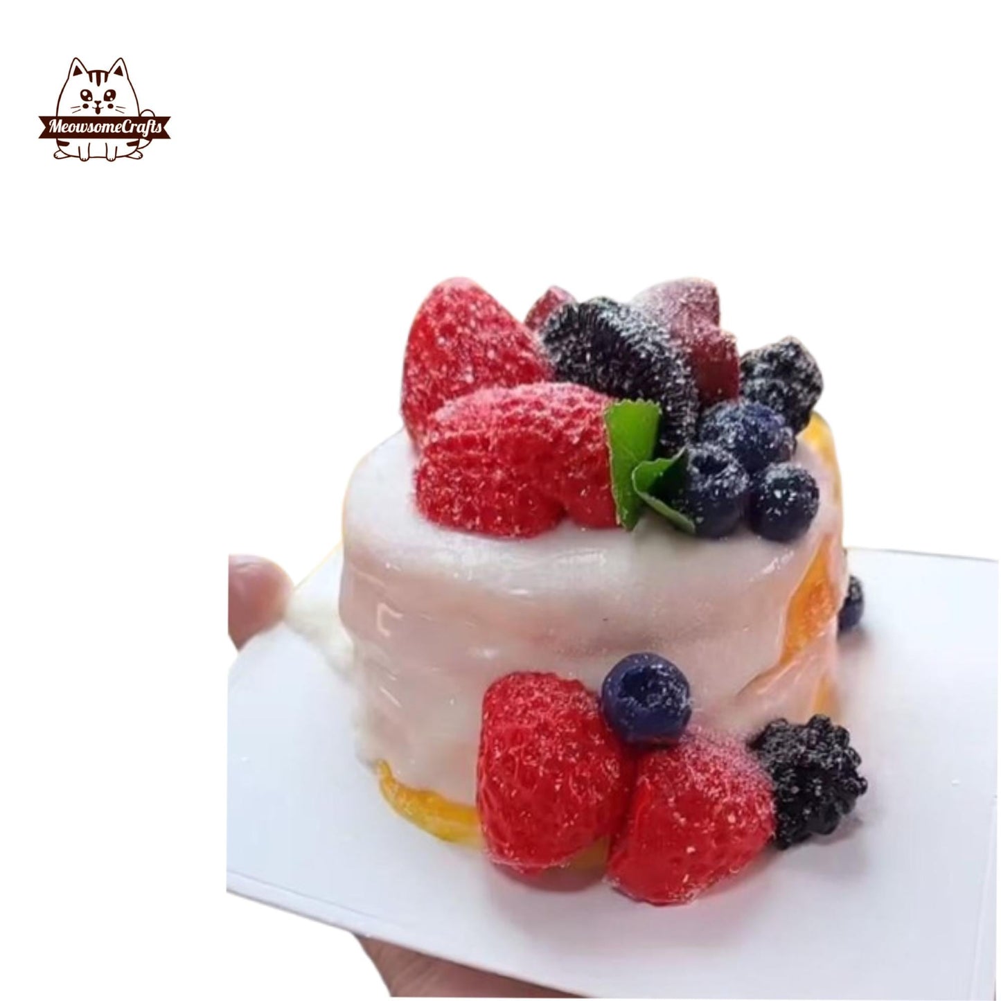 Realistic Berries Fruit Cake Food Squishy Squeezable Stress Relief Sensory Fidget Toy