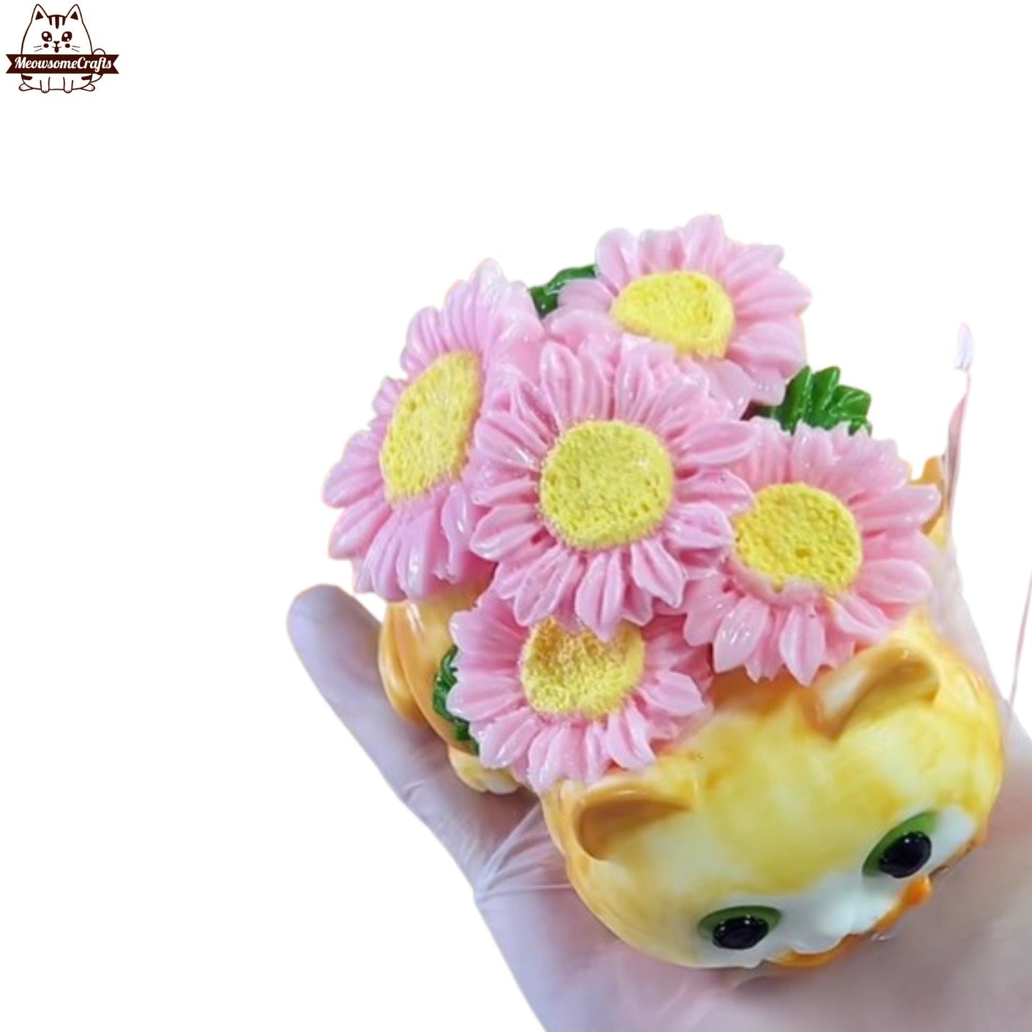 Adorable Cat with Sunflowers Pot Squishy Toy Taba Squishy Fidget Toys