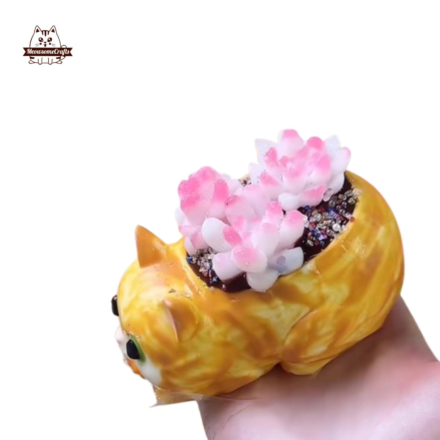 Realistic Kitty Pot with Succulent Plants Taba Squishy Fidget Toys