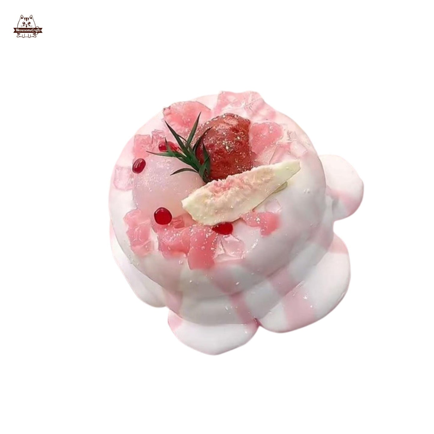 Realistic Strawberry Souffle Cake Food Squishy Squeezable Stress Relief Fidget Toy