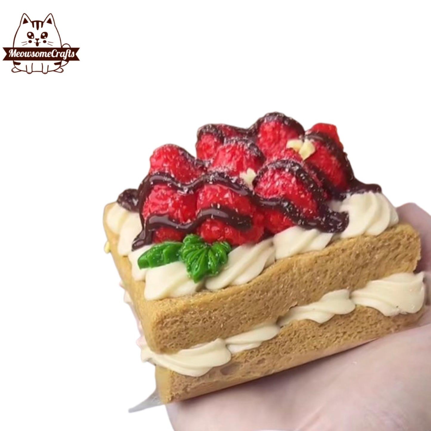 Realistic Strawberry Tiramisu Cake Food Squishy Squeezable Stress Relief Fidget Toy