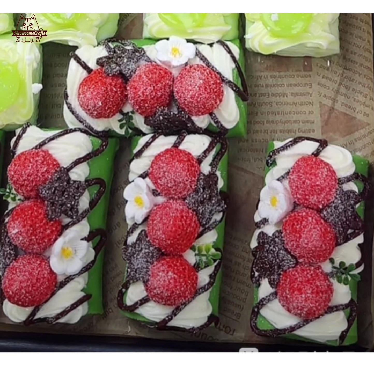 Strawberry Chocolate Cake Taba Squishy Dessert Stress Relief Bakery Squish Toy