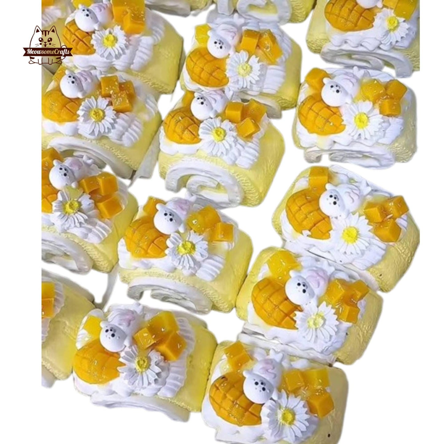 Pastel Mango Dessert Taba Squishy Fake Cake Squishy Handmade Silicone Stress Relief Toy Gift