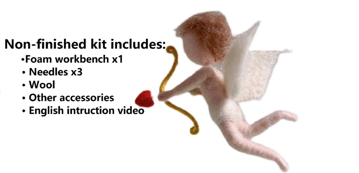 Needle Felting Kits | Baby Cupid Angel & Devil | Beginner Kit Includes Wool & Tools - Cupid Kit
