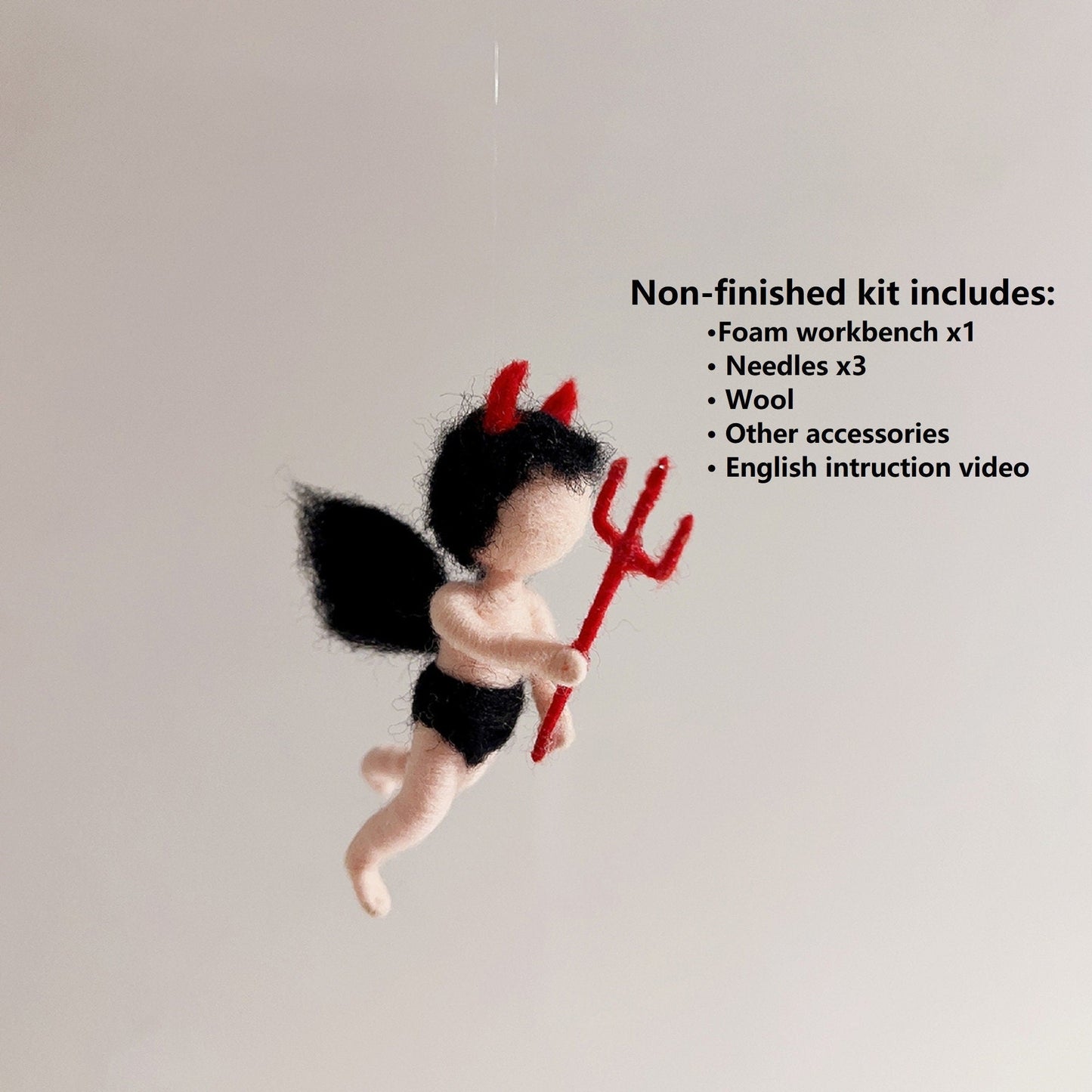 Needle Felting Kits | Baby Cupid Angel & Devil | Beginner Kit Includes Wool & Tools - Devil Kit