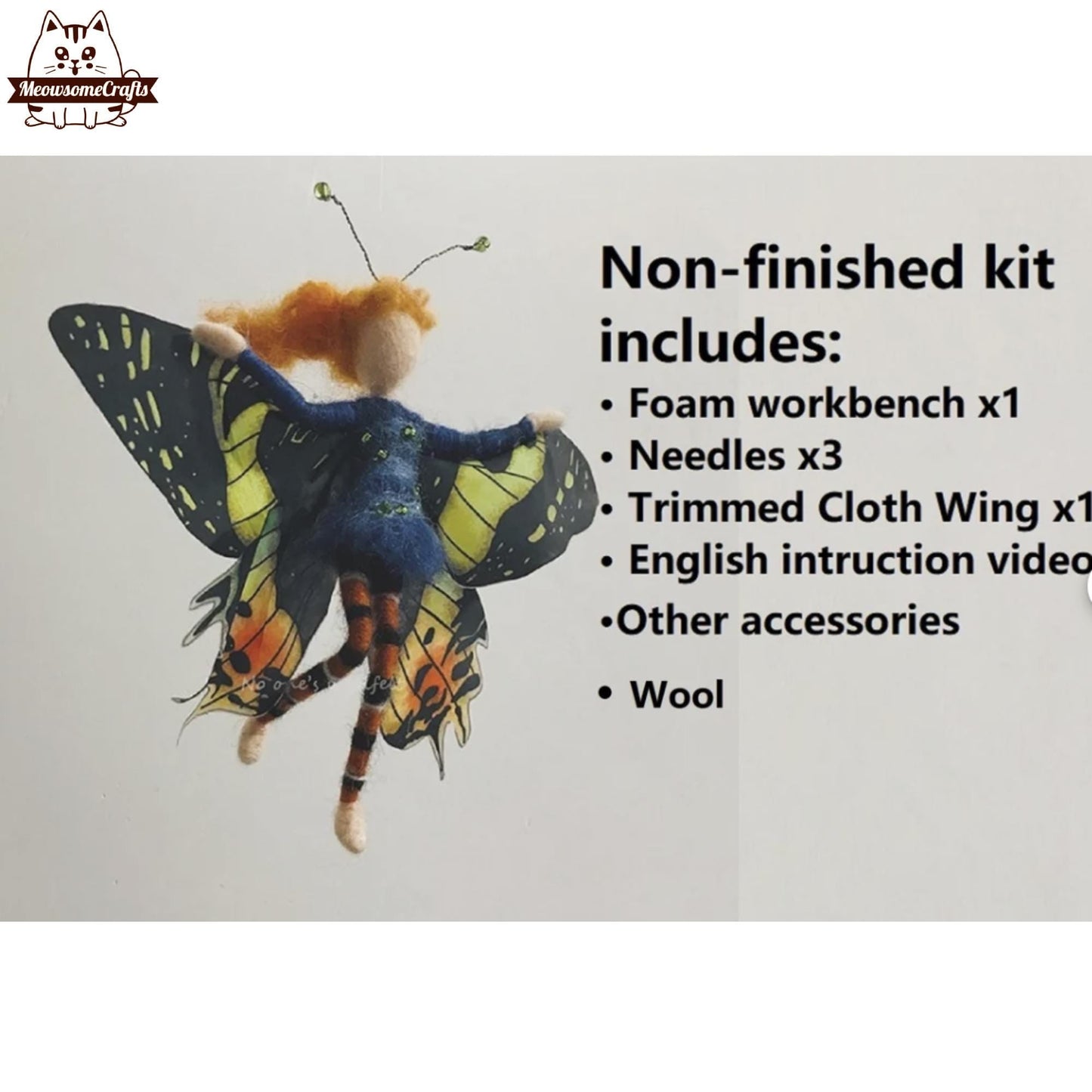 Needle Felting Kits | Butterfly Wings Princess Fairies Fairy | Beginner Kit Includes Wool & Tools - C