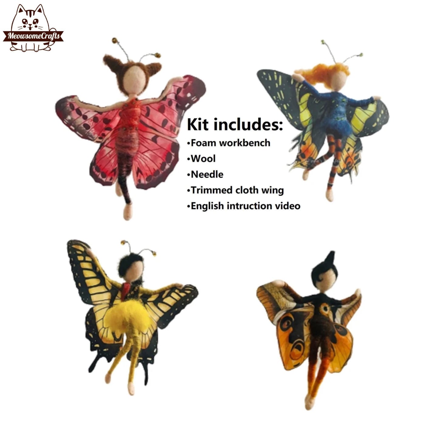 Needle Felting Kits | Butterfly Wings Princess Fairies Fairy | Beginner Kit Includes Wool & Tools