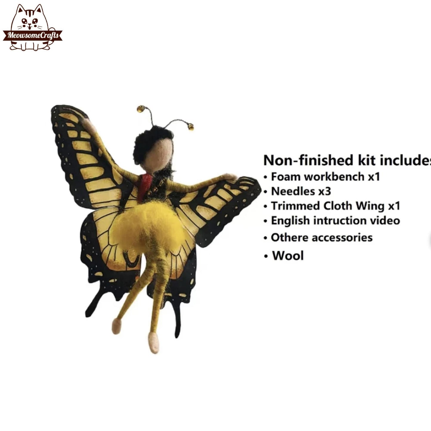 Needle Felting Kits | Butterfly Wings Princess Fairies Fairy | Beginner Kit Includes Wool & Tools - B