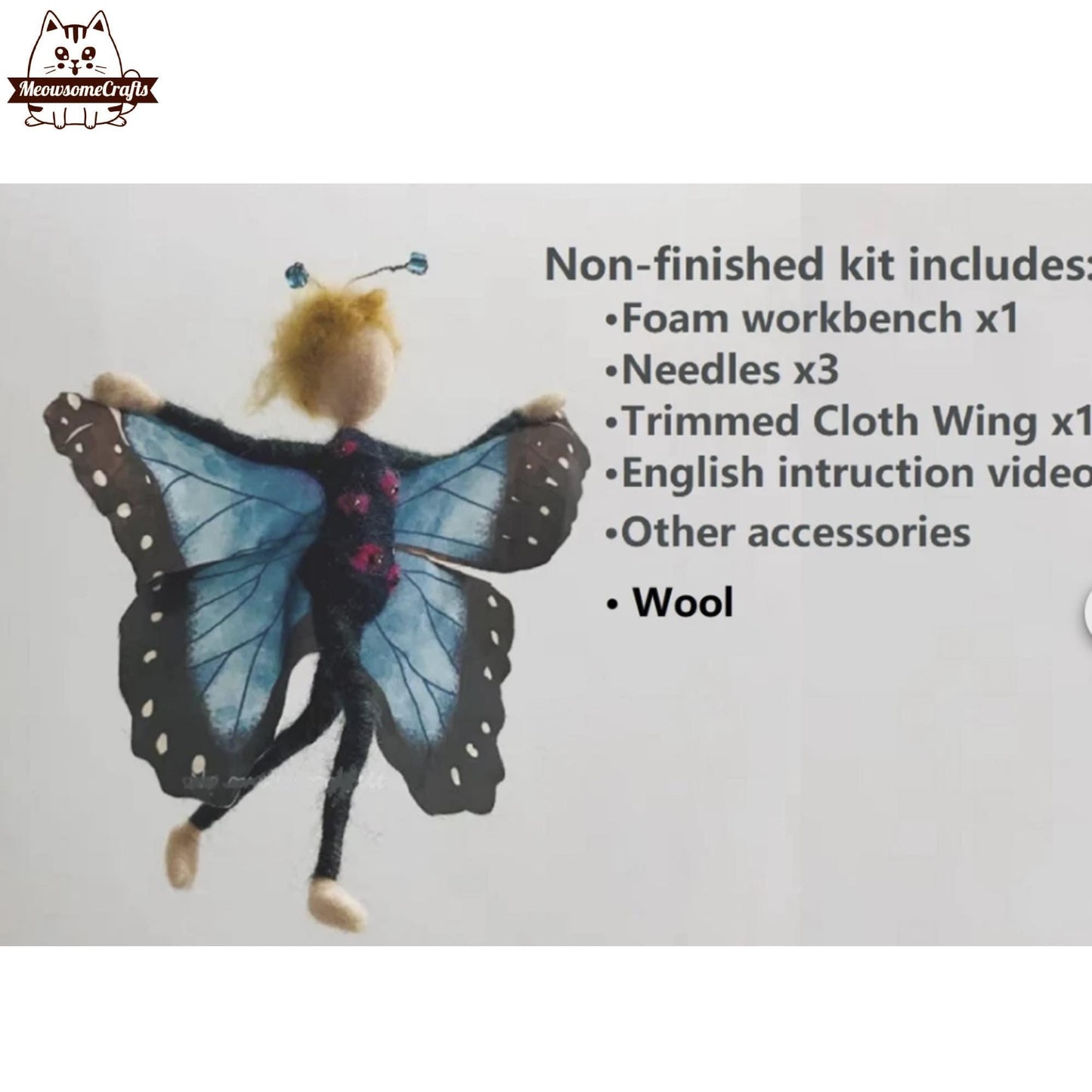 Needle Felting Kits | Butterfly Wings Princess Fairies Fairy | Beginner Kit Includes Wool & Tools - D