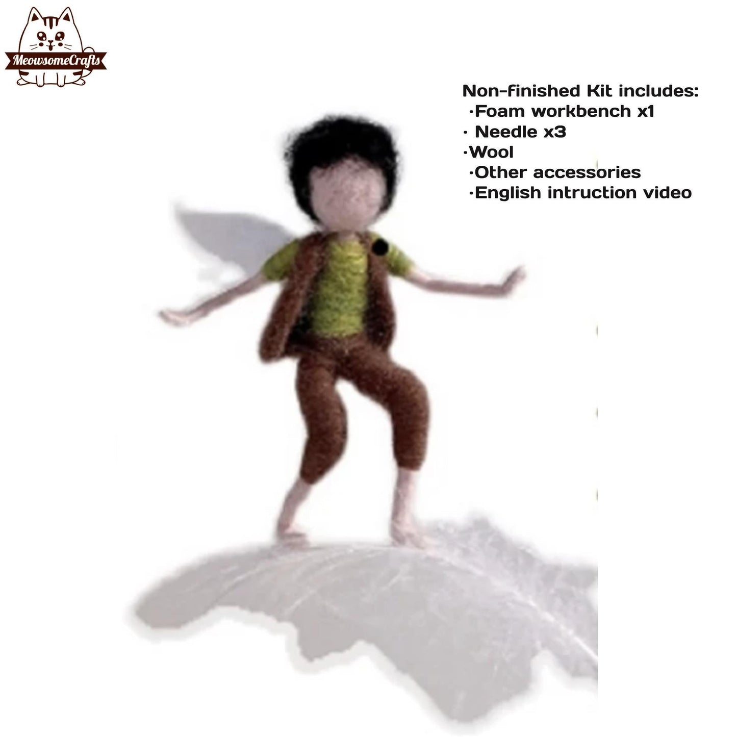 Needle Felting Kits | Kid Boy Girl Fairies Surfing On Feathers | Beginner Kit Includes Wool & Tools - Boy