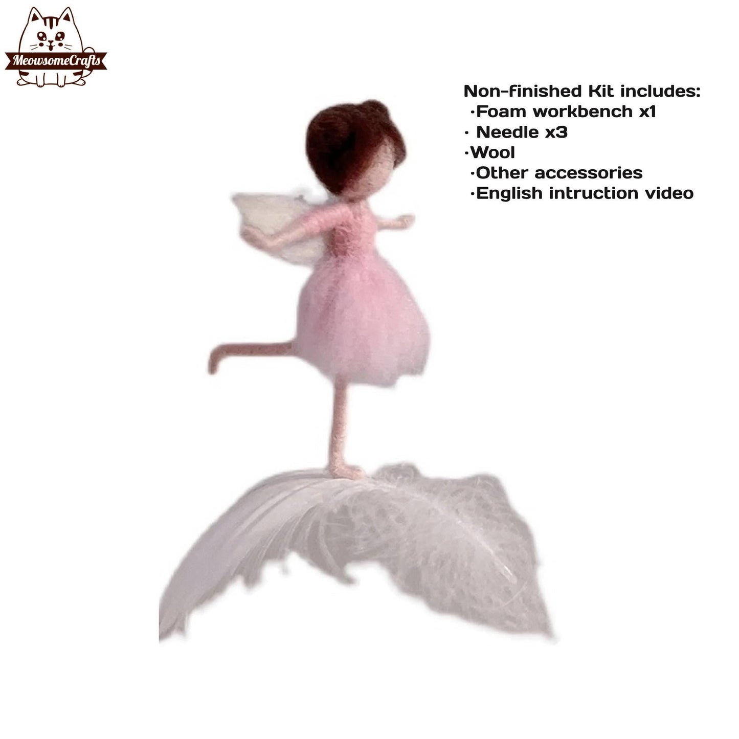 Needle Felting Kits | Kid Boy Girl Fairies Surfing On Feathers | Beginner Kit Includes Wool & Tools - Girl
