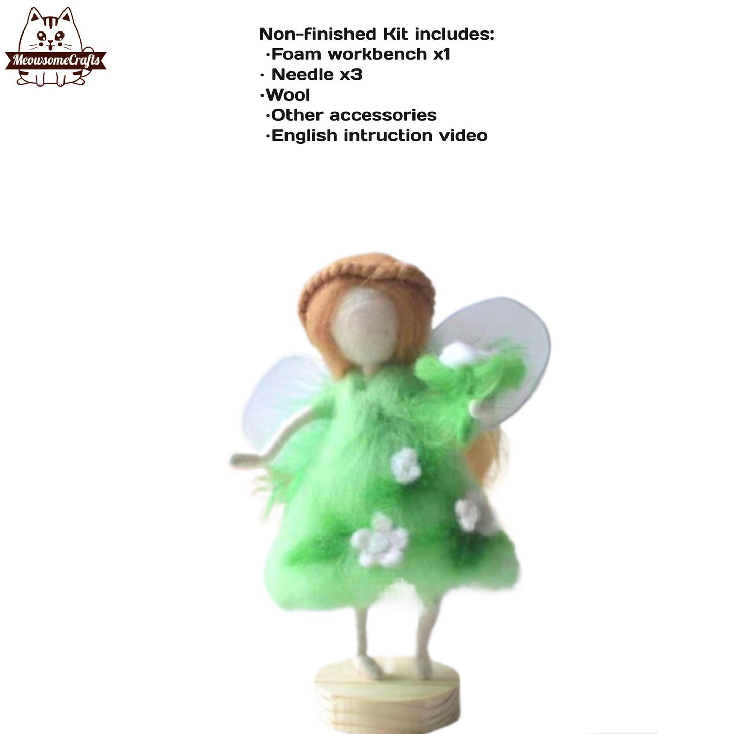 Needle Felting Kits | Mother Daughter Spring Fairies Flower Dresses Holding Magical Vase | Beginner Kit Includes Wool &