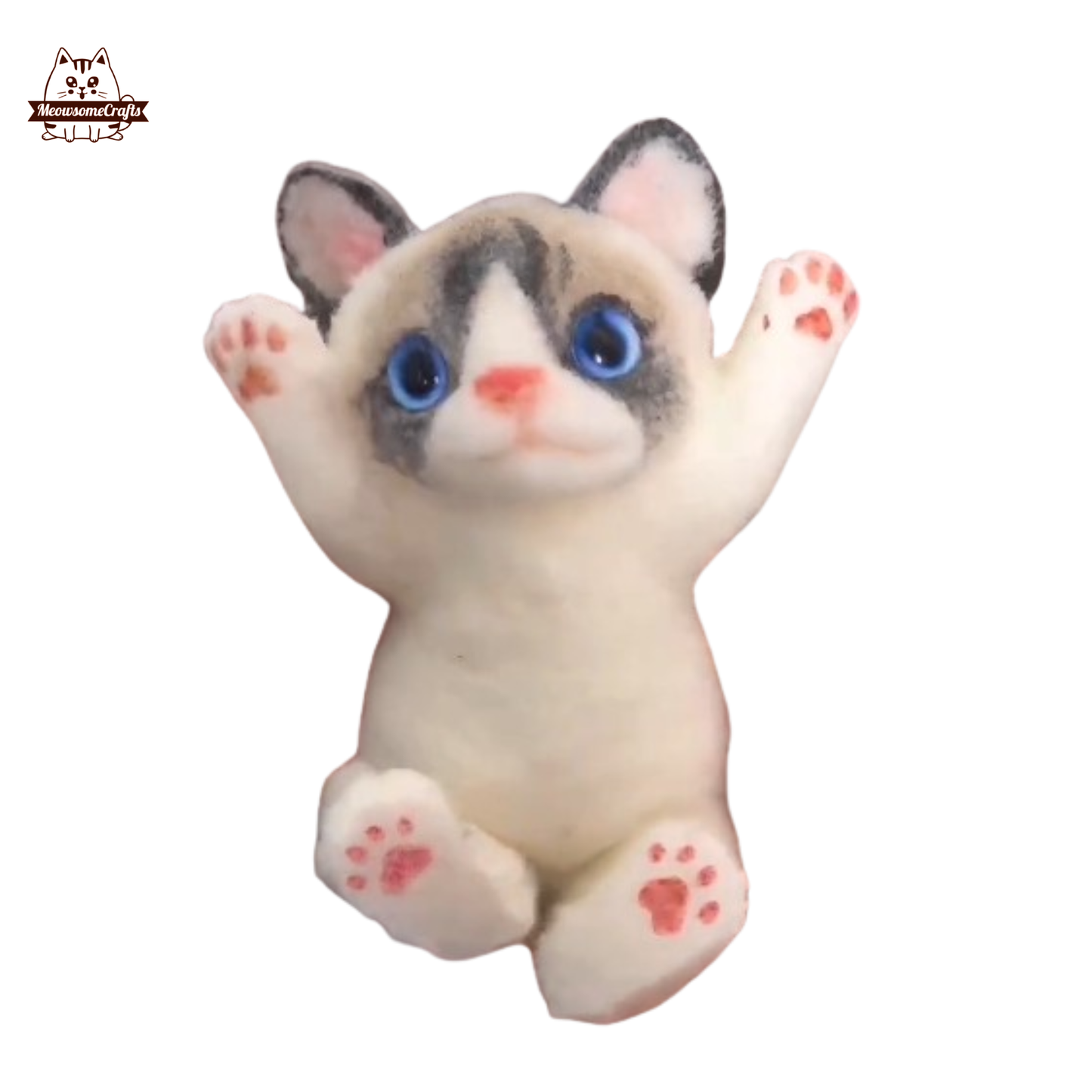 Handmade Taba Squishy Furry Laying Playful Chubby Kitty Kitten Cat Animal | Washable Squeezable Stress Relief Fidget Toy