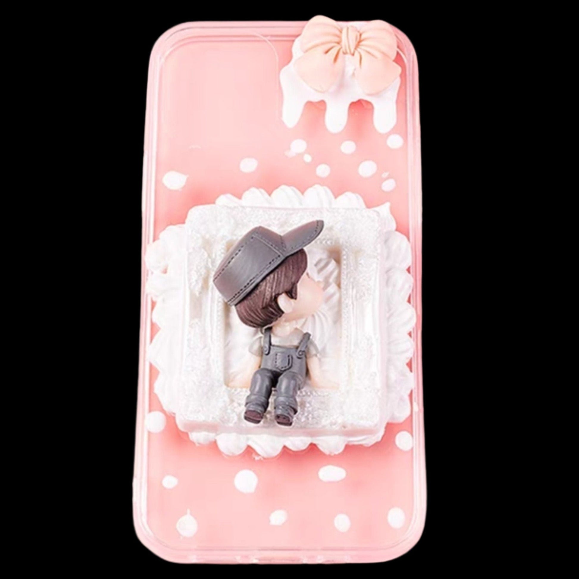 Decoden Custom Phone Case DIY Craft Kit | Kawaii Boy Girl Lovers Kiss Bench Frames Bows Charms | Samsung Android iPhone Cases - MeowsomeCrafts