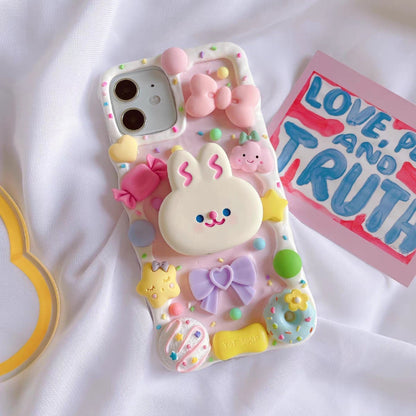 Decoden Custom Phone Case DIY Craft Kit | Kawaii Rabbit Ice Cream Sandwich Candy Hearts Charms | Samsung Android iPhone Cases - MeowsomeCrafts