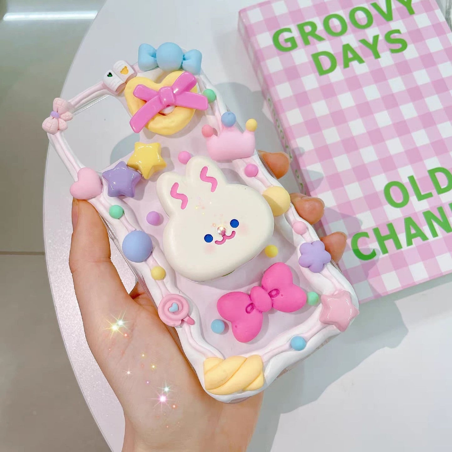 Decoden Custom Phone Case DIY Craft Kit | Kawaii Rabbit Ice Cream Sandwich Candy Hearts Charms | Samsung Android iPhone Cases - MeowsomeCrafts