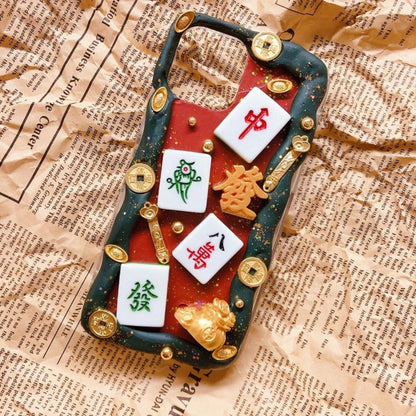 Decoden Custom Phone Case DIY Craft Kit | Mahjong Tiles Chinese Good Luck Feng Shui Coins Charms | Samsung Android iPhone Cases - MeowsomeCrafts