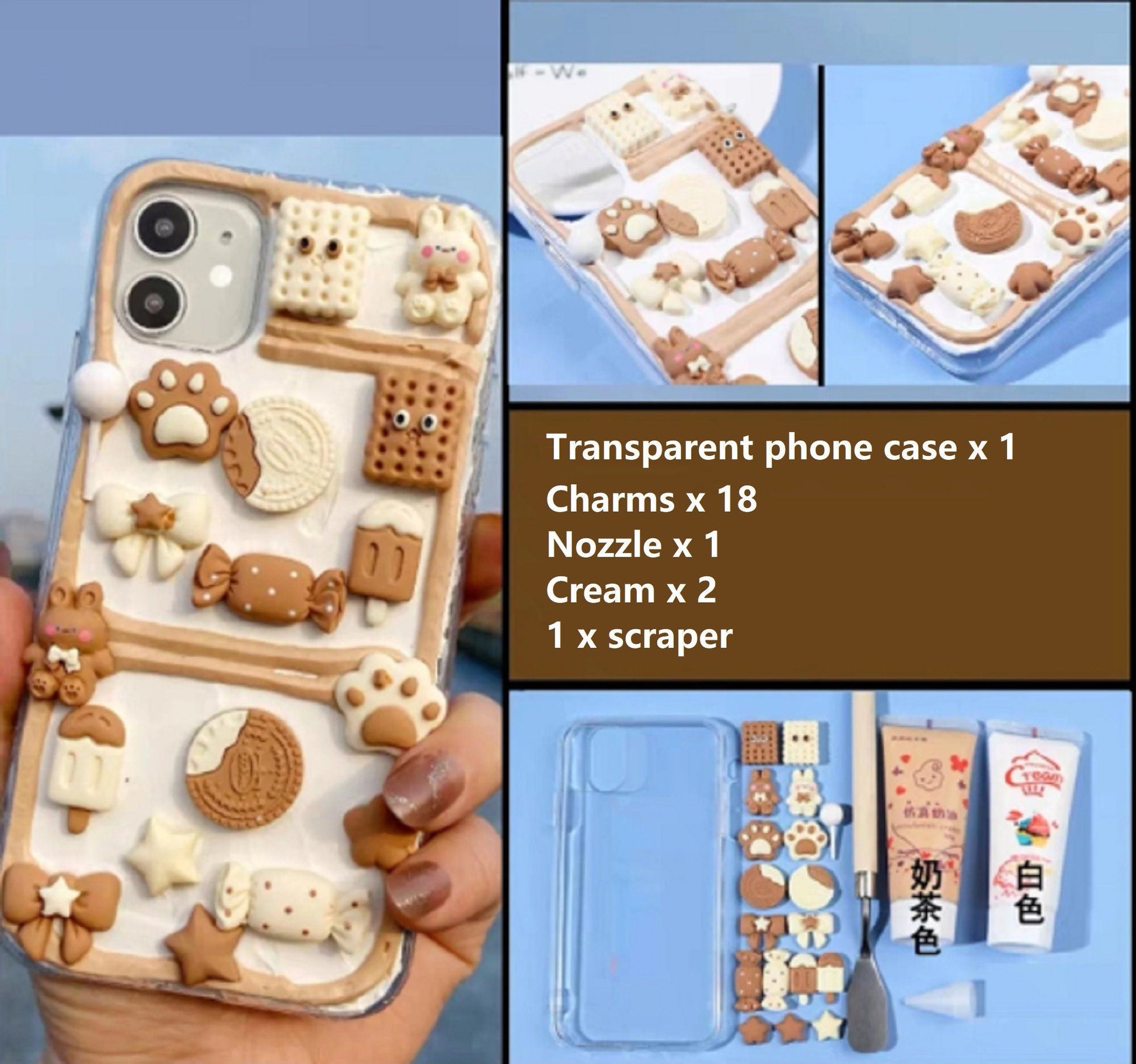 Decoden Phone Case Kit Rabbit Paw Cookies Charms | iPhone & Samsung MeowsomeCrafts Decoden Phone Case Kit Rabbit Paw Cookies Charms | iPhone & Samsung MeowsomeCrafts