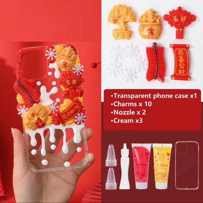 Decoden Custom Phone Case DIY Craft Kits | Chinese Fortune Cat Lantern Scroll Lucky Bag Money Tree Charms | Samsung Android iPhone Cases - MeowsomeCrafts