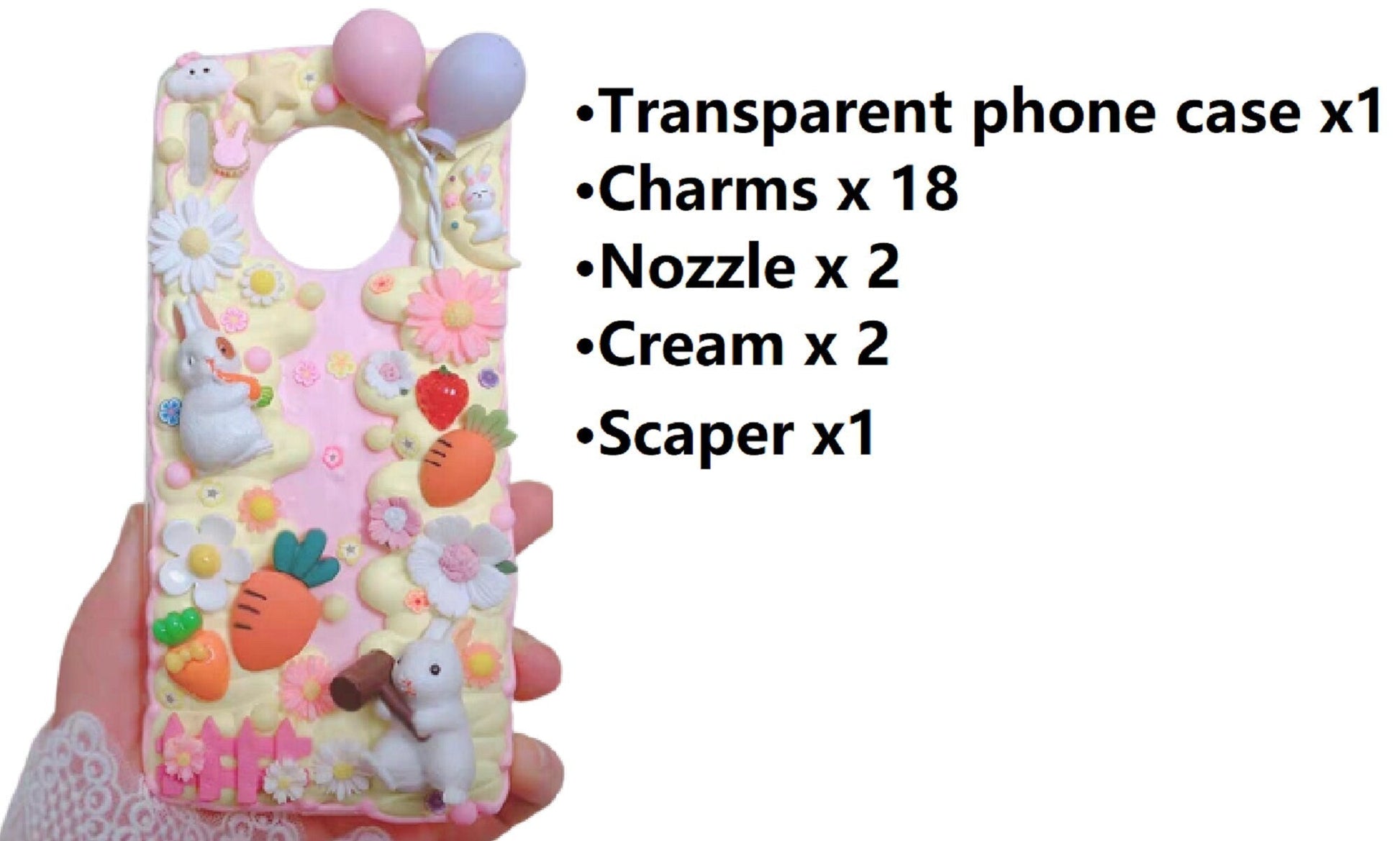 Decoden Custom Phone Case DIY Craft Kits | Chinese Rabbit Red Envelope Kids Easter Rabbit Charms | Samsung Android iPhone Cases - MeowsomeCrafts