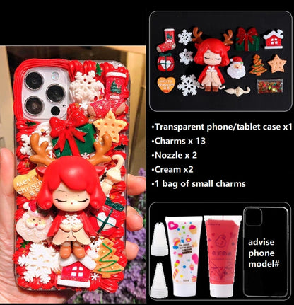 Decoden Custom Phone Case DIY Craft Kits | Christmas Kawaii Anime Girl Elf Santa Reindeer Charms | Samsung Android iPhone Cases - MeowsomeCrafts