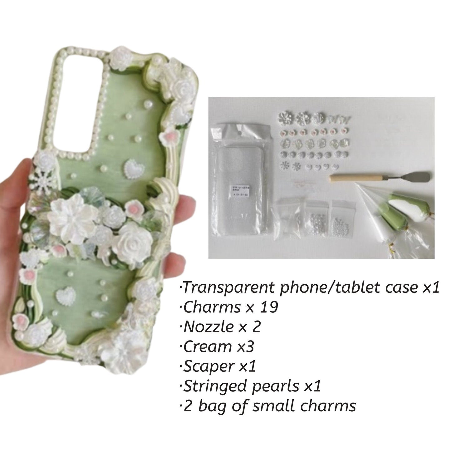 Decoden Custom Phone Case DIY Craft Kits | Flowers Daffodils Roses Teardrop Pearls Bows Charms | Samsung Android iPhone Cases - MeowsomeCrafts