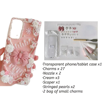 Decoden Custom Phone Case DIY Craft Kits | Flowers Daffodils Roses Teardrop Pearls Bows Charms | Samsung Android iPhone Cases - MeowsomeCrafts