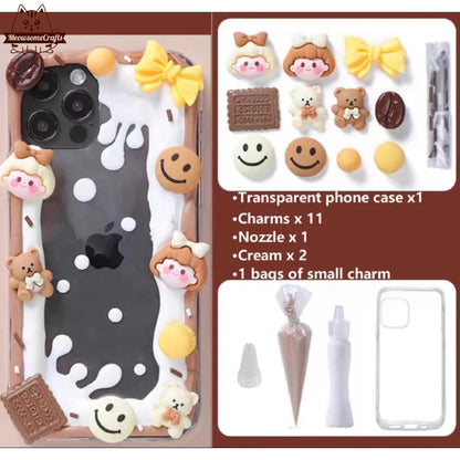 Decoden Custom Phone Case DIY Craft Kits | Girl Kid Smiling Happy Faces Milk Cookies Bear Rabbit Charms | Samsung Android iPhone Cases - MeowsomeCrafts