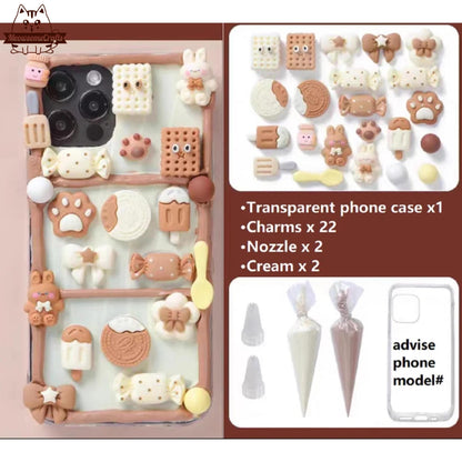 Decoden Custom Phone Case DIY Craft Kits | Girl Kid Smiling Happy Faces Milk Cookies Bear Rabbit Charms | Samsung Android iPhone Cases - MeowsomeCrafts