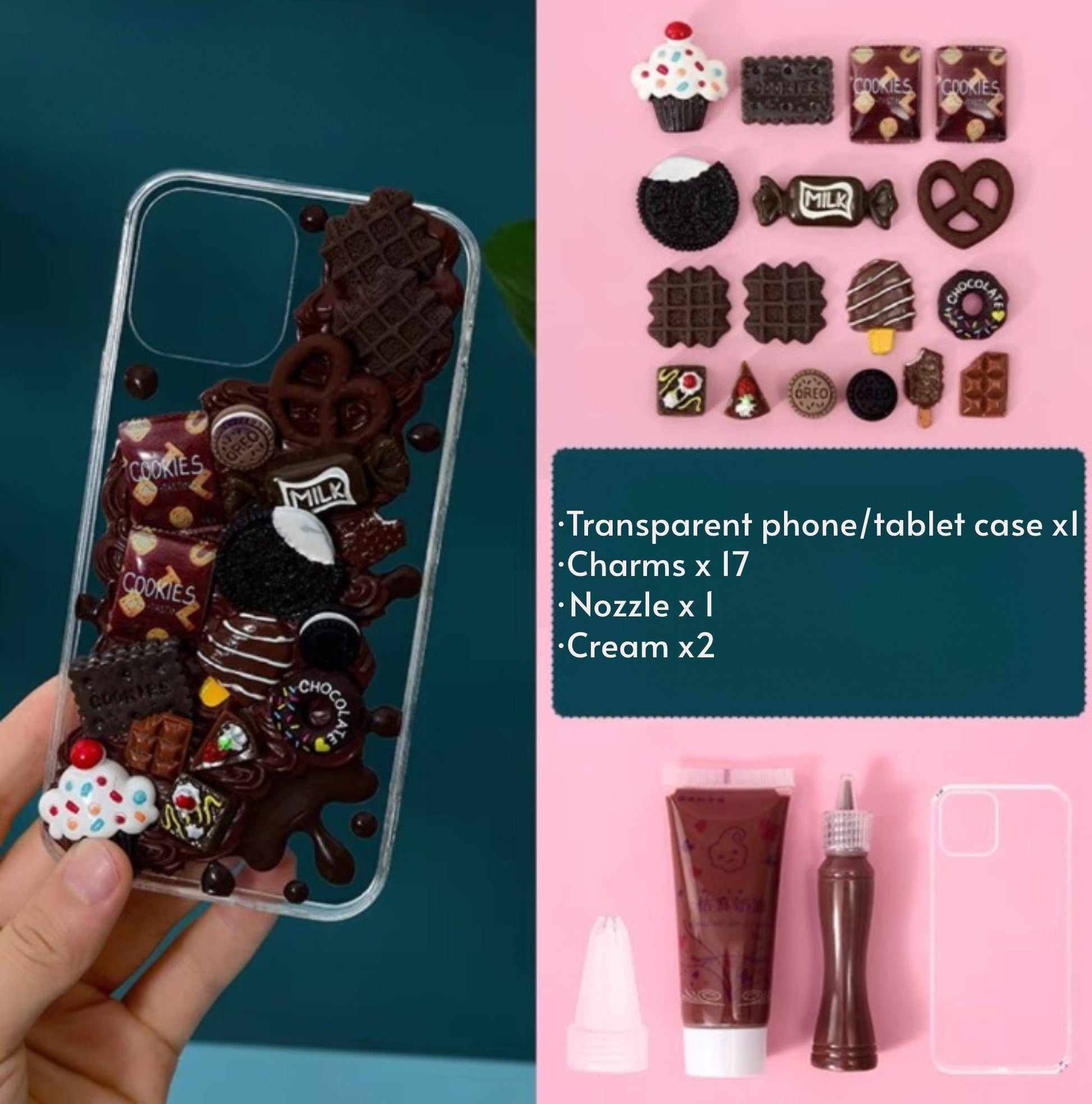 Decoden Custom Phone Case DIY Craft Kits | Ice Cream Cone Cookies Candy Cupcake Chocolate Charms | Samsung Android iPhone Cases - MeowsomeCrafts