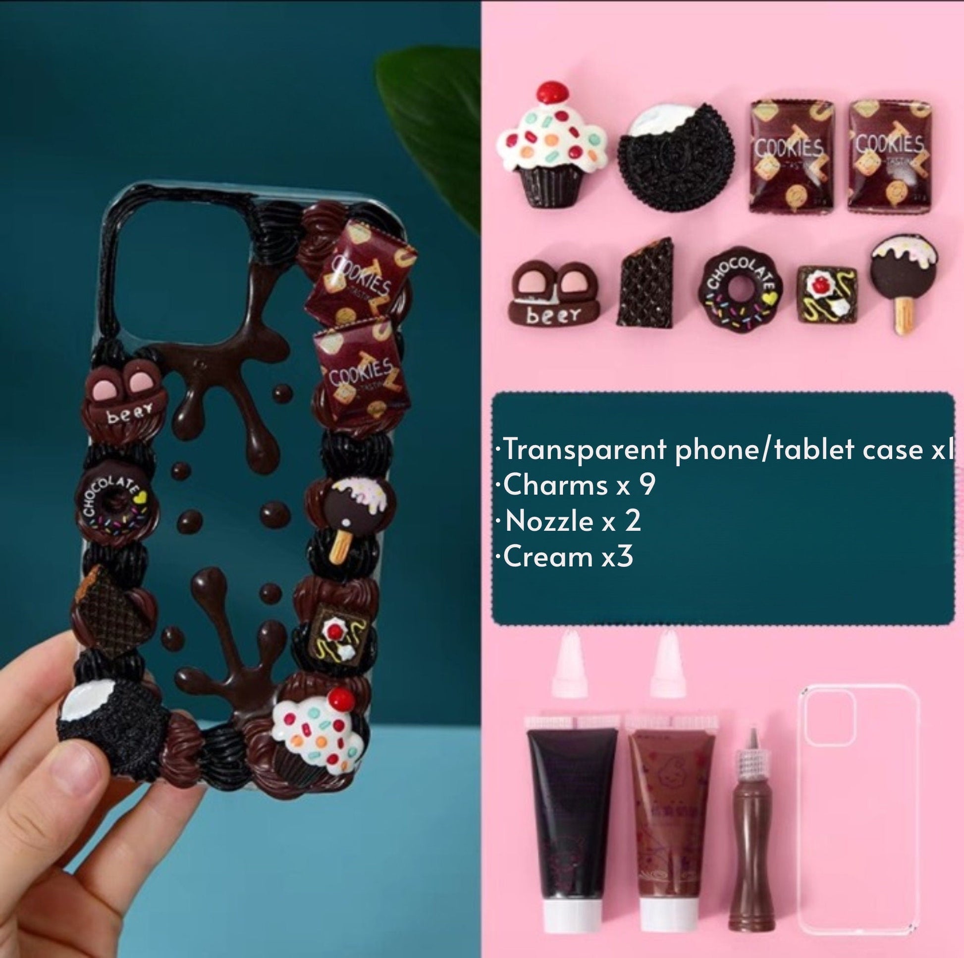 Decoden Custom Phone Case DIY Craft Kits | Ice Cream Cone Cookies Candy Cupcake Chocolate Charms | Samsung Android iPhone Cases - MeowsomeCrafts