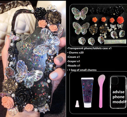 Decoden Custom Phone Case DIY Craft Kits | Iridescent Butterflies Flowers Roses Frames Pearls Charms | Samsung Android iPhone Cases - MeowsomeCrafts