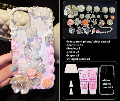 Decoden Custom Phone Case DIY Craft Kits | Iridescent Butterflies Flowers Roses Frames Pearls Charms | Samsung Android iPhone Cases - MeowsomeCrafts