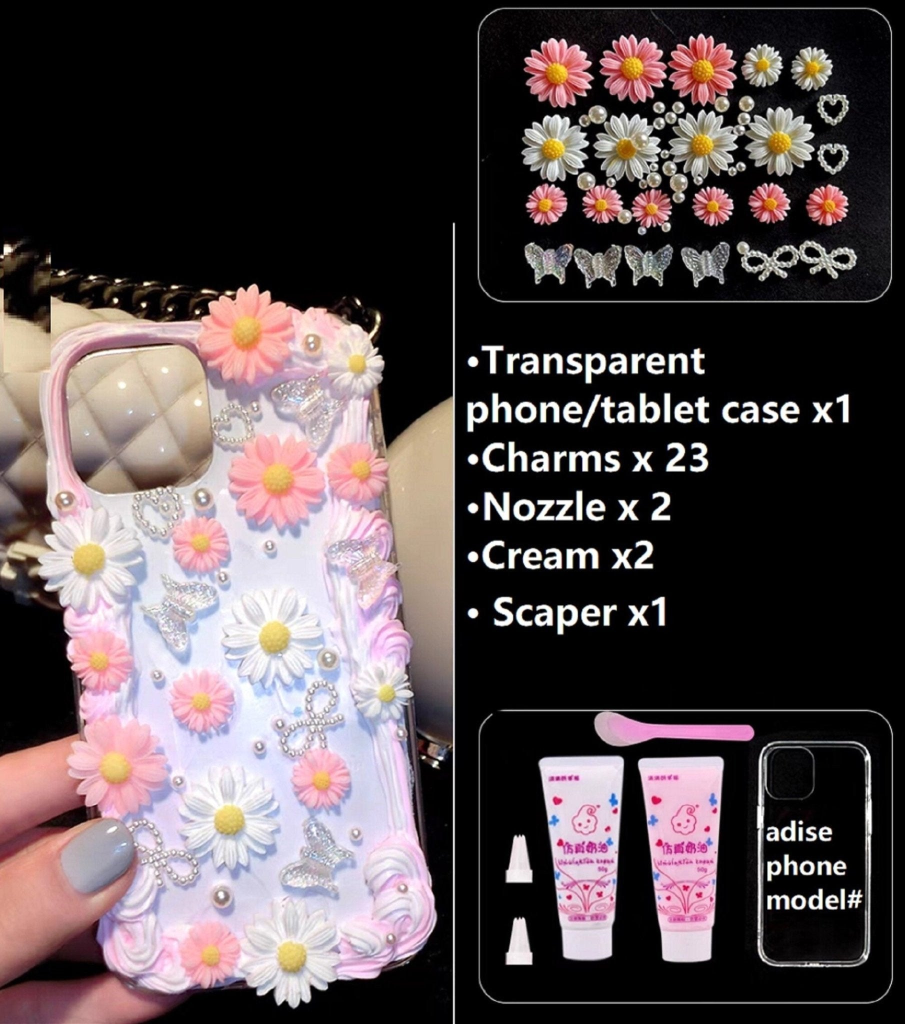 Decoden Custom Phone Case DIY Craft Kits | Iridescent Butterflies Flowers Roses Frames Pearls Charms | Samsung Android iPhone Cases - MeowsomeCrafts