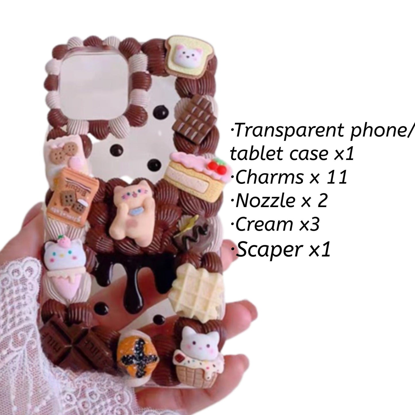 Decoden Custom Phone Case DIY Craft Kits | Kawaii Cat Rabbit Ice Cream Cake Candy Charms | Samsung Android iPhone Cases - MeowsomeCrafts