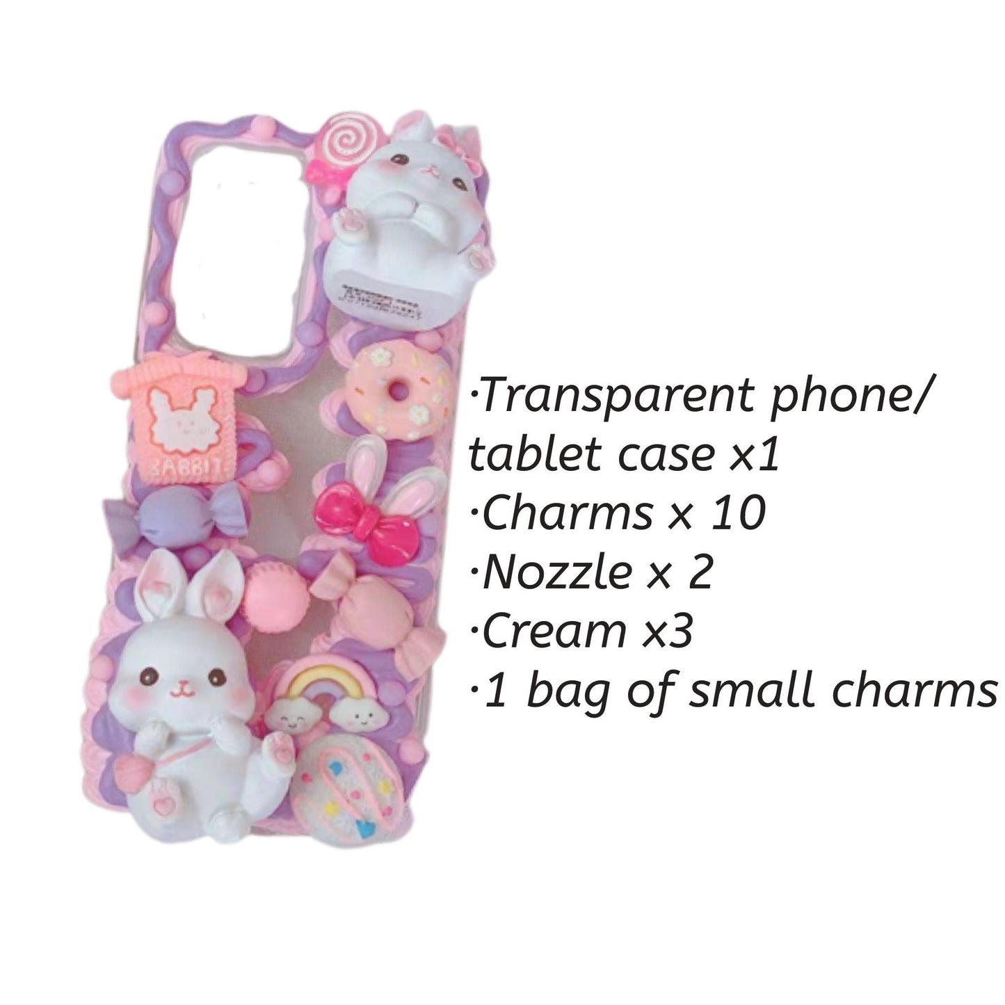 Decoden Custom Phone Case DIY Craft Kits | Kawaii Cat Rabbits Cat Shaped Food Rabbit Ears Charms | Samsung Android iPhone Cases - MeowsomeCrafts