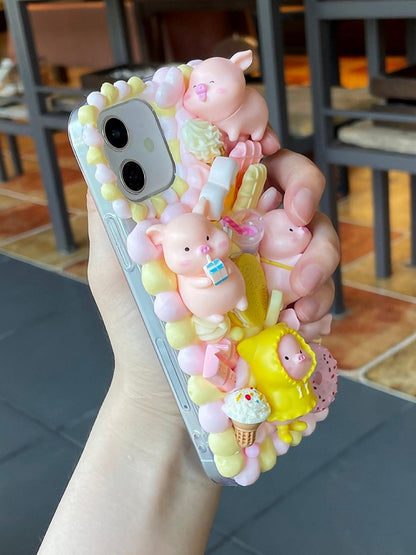 Decoden Custom Phone Case DIY Craft Kits | Kawaii Pig Food Donut Cookies Macaroons Watermelon Charms | Samsung Android iPhone Cases - MeowsomeCrafts