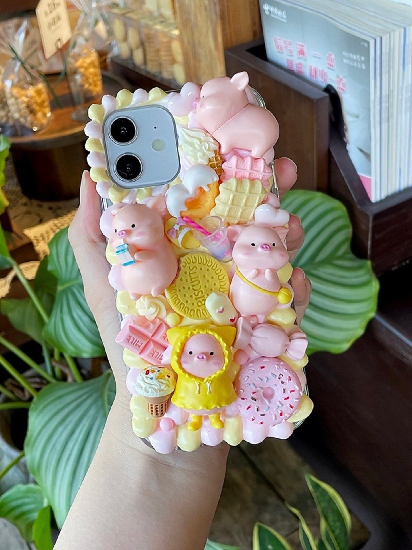 Decoden Custom Phone Case DIY Craft Kits | Kawaii Pig Food Donut Cookies Macaroons Watermelon Charms | Samsung Android iPhone Cases - MeowsomeCrafts